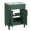 Meuble-lavabo vert 24 po avec lavabo intégré en céramique, meuble-lavabo simple avec 2 portes et tablette réglable, meuble-lavabo autoportant pour petites et moyennes salles de bain-131076225