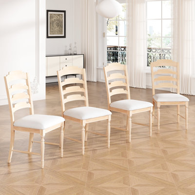 Chaises de salle à manger rembourrées - Vintage, 4, dossier dentelé, bois d'hévéa naturel, support de poids de 330 lb, conception ergonomique, capacité traditionnelle de 2 couleurs disponibles, option, options de couleur