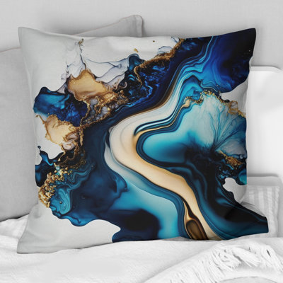 Coussin décoratif abstrait en marbre Geode Blue II - Abstract Marble