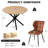 5-Piece Modern Round Dining Set, 39" Natural Wood Pattern Table with 4 Brown Faux Leather Chairs-306806751-306806750