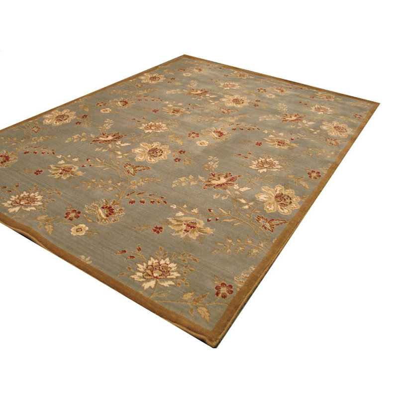 Wool Floral Area Rug in Gray