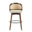 Tabouret de bar d'intérieur en bois Como, finition noyer avec revêtement beige, ensemble de 2