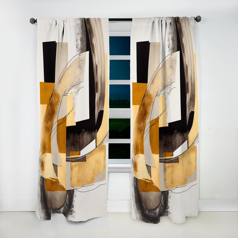 Glam Art Deco Abstract IV - Abstract Curtain - Velvet Room Darkening - 1 panel, 52" W x 63" L
