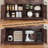 Solid Wood Farmhouse Buffet Cabinet with Charging Port, Adjustable Storage, 3 Drawers & 4 Doors-2001247242