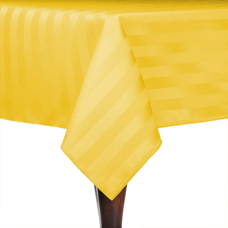 Ultimate Textile Satin Stripe Rectangular Tablecloth, 10, Goldenrod, 120" x 54"
