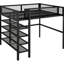 Lit mezzanine en métal avec rangement, noir - 4 tablettes et un ajout élégant pour la chambre à coucher Espace de travail créatif Espace de détente Structure stable, espace inspirant, esthétique moderne-1095910842