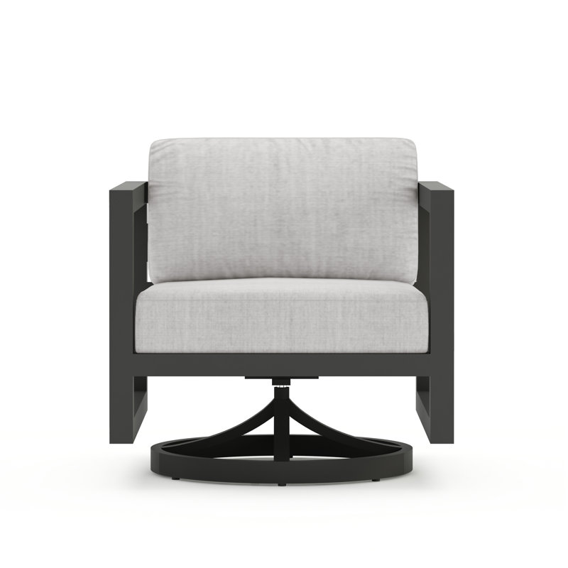 Rugiatu 4 Piece Sofa Set With Swivel, Black, Cast Silver Sunbrella®