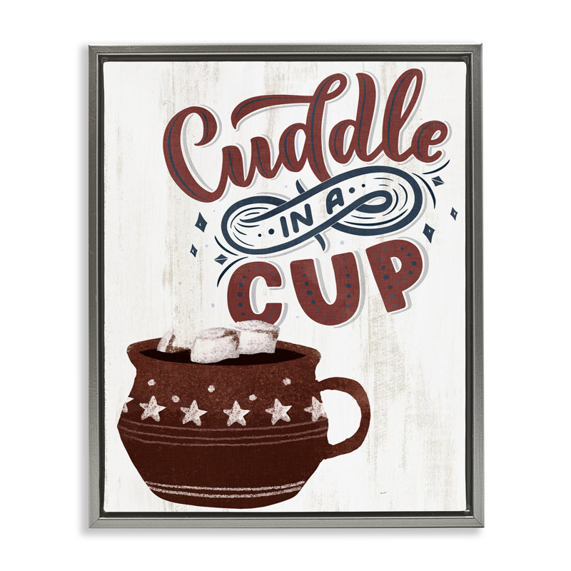 Cadre flottant Cuddle In A Cup Cocoa, design par Kim Allen, H 21 po x l 17 po, Cadre flottant gris lustré