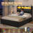 PU Upholstered Bed Frame with Storage Drawers & RGB Bookcase Headboard, Charging Station-642687624-614688175