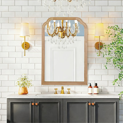 Miroir de coin décoratif en bois massif