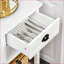Buffet Buffet blanc avec 4 tiroirs Tablette à lattes pour bar-salon de cuisine | Fabrication en panneau de fibres à densité moyenne | Assemblage facile-744896179