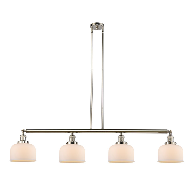 Morrow 4 - Light Kitchen Island Pendant, Matte White Cased, 3.5 Watt Vintage LED Bulb, Polished Nickel