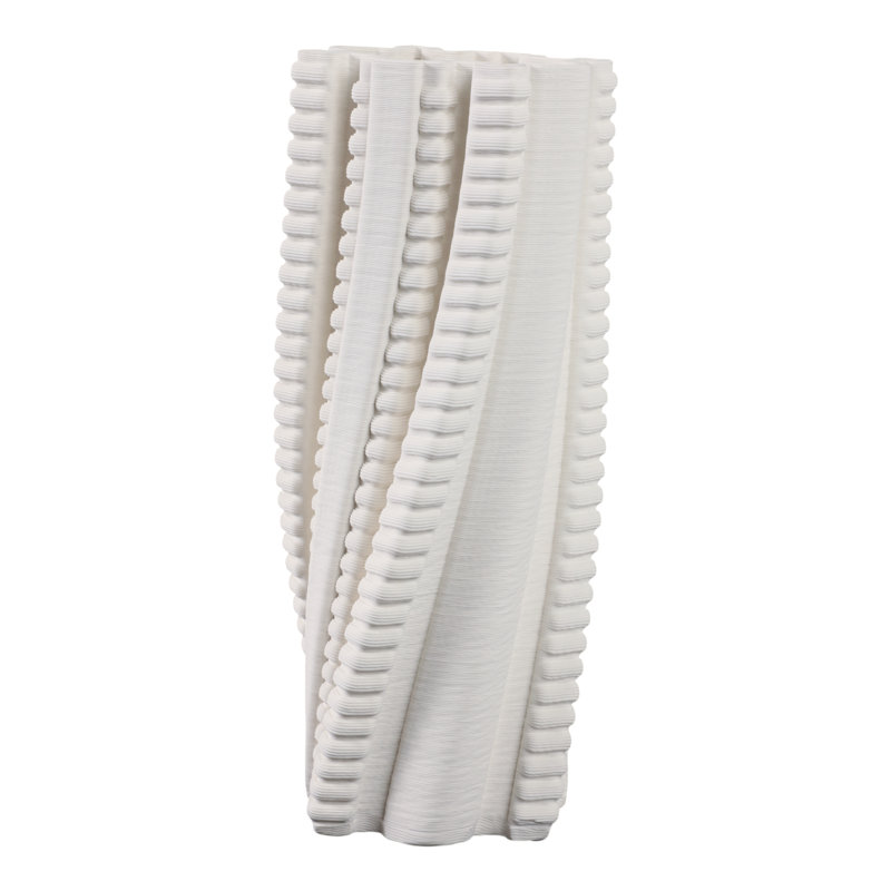 Modern Sculptural Porcelain Vase With Twisted Ribbed Texture And Contemporary Art-Inspired Design For Decorative Accent Display In Living Room Or Entryway Decor Styling