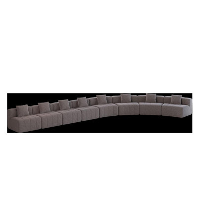 Modern Symmetrical Modular Curved Sectional Sofa with 8 pillows