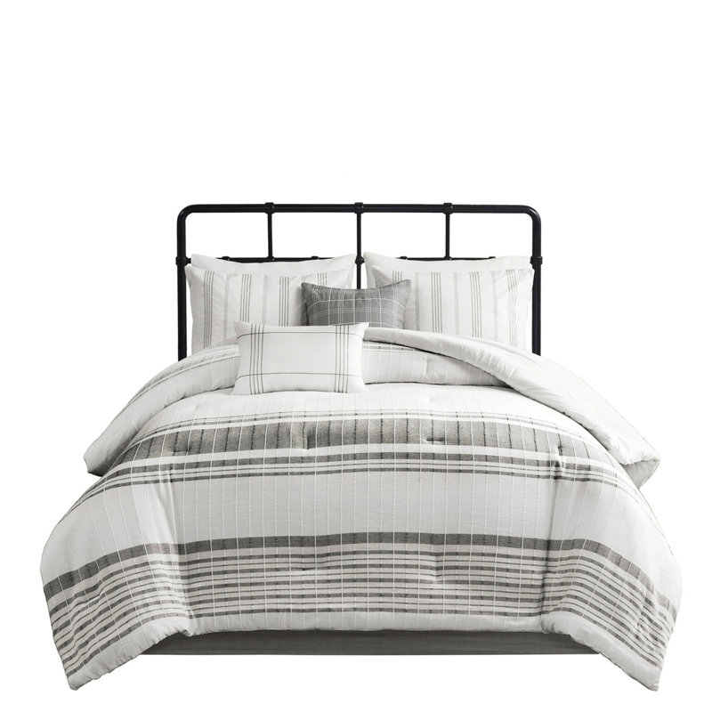 6 très grand lit en coton - gris / blanc pour une décoration chic en édredon blanc / gris