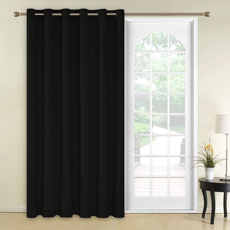 Penkridge Room Darkening Curtain Single Panel, 100" W x 108" L, Black
