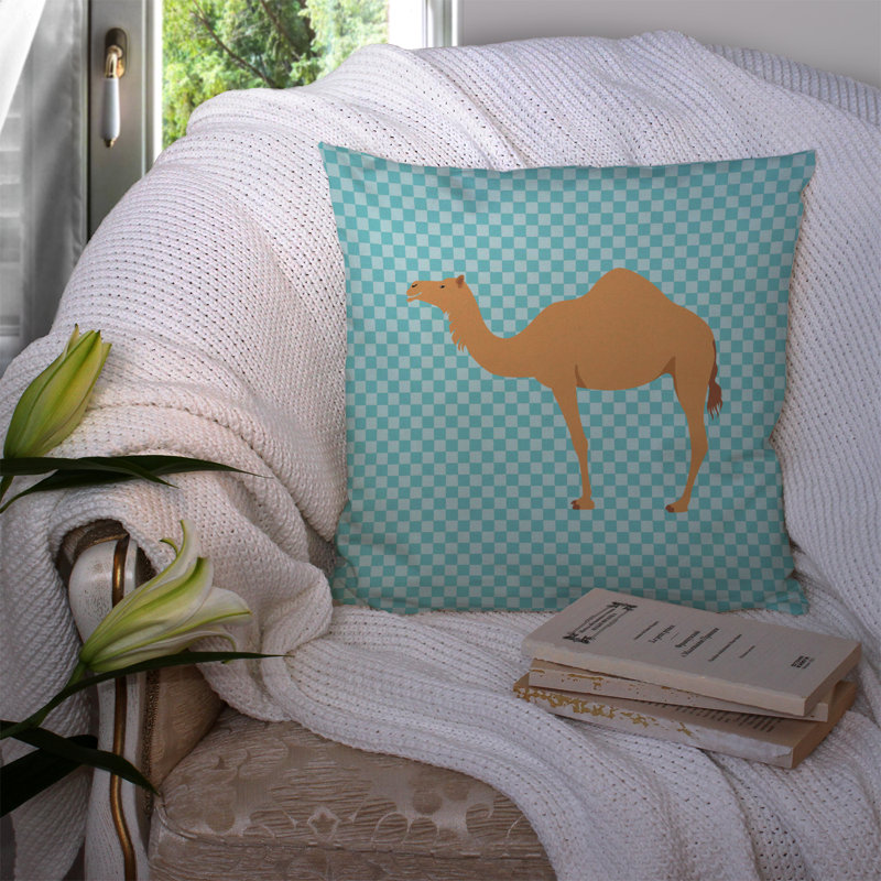Coussin décoratif extérieur dromedary, Bleu, 14 po x 14 po