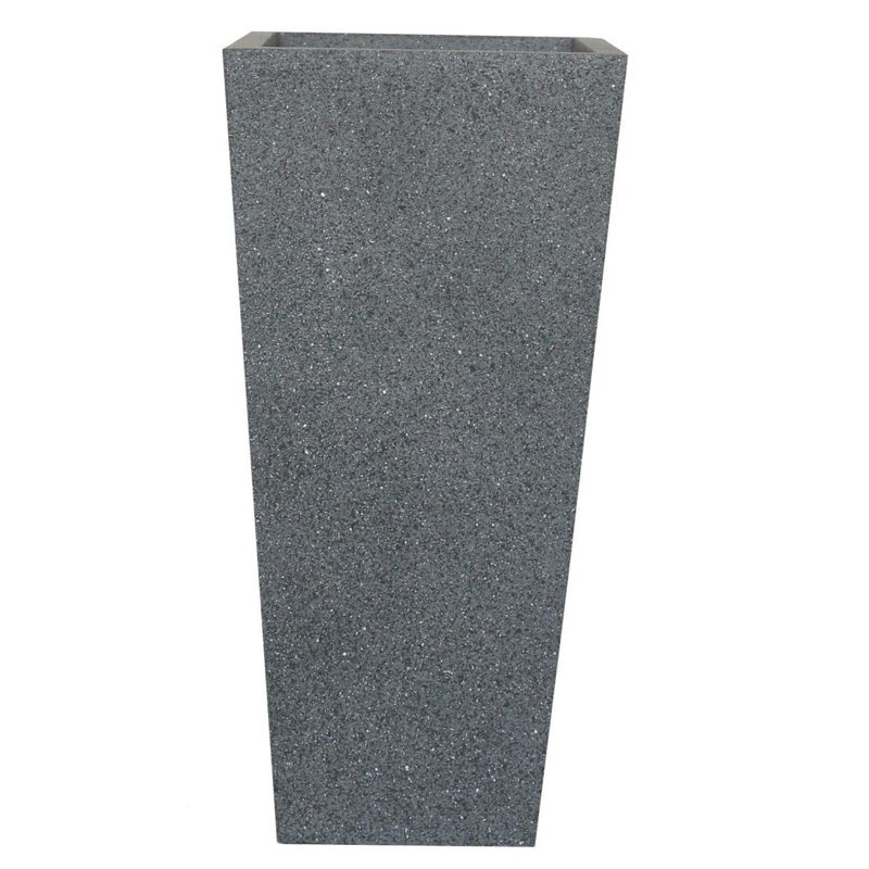 Textured Concrete Effect Tall Garden Plant Pot, Tall Planter with Drainage Holes, Grey Tall Tapered Planter