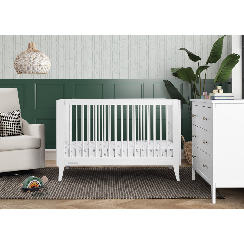 Bianca White Mid-Century Modern 4-in-1 Convertible Crib
