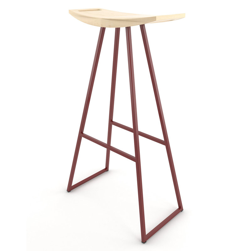 Robert Counter Stool with Metal Frame, Maple, Bar Stool (30" Seat Height), Blood Red