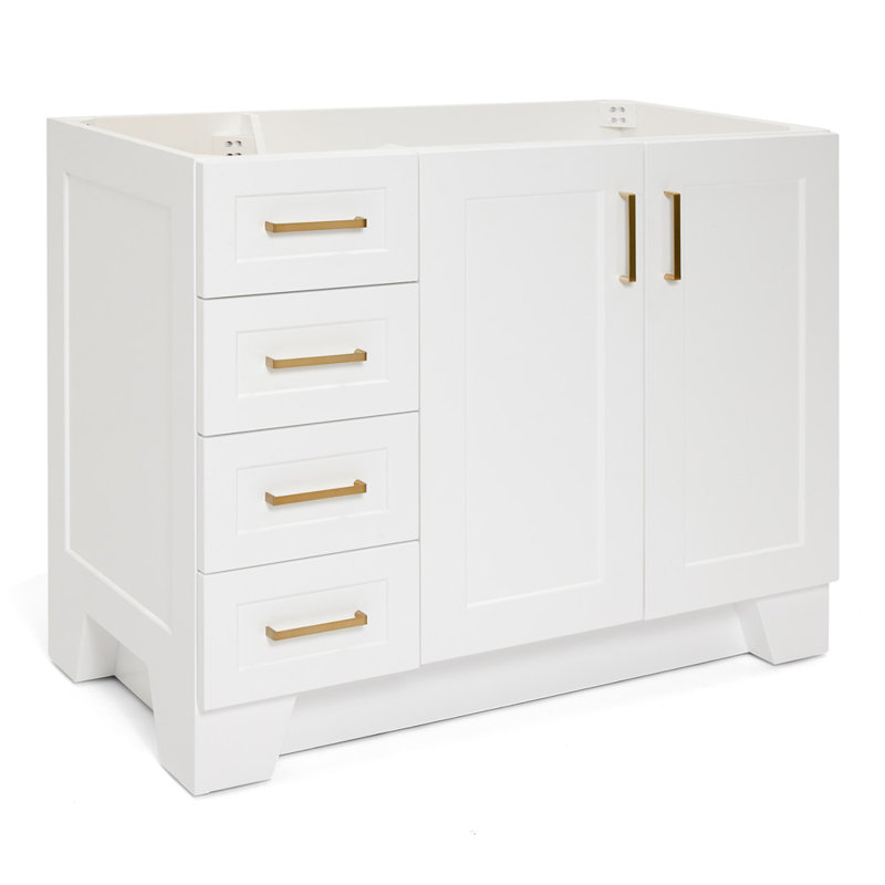 Meuble-lavabo simple en bois massif Freitas, Blanc