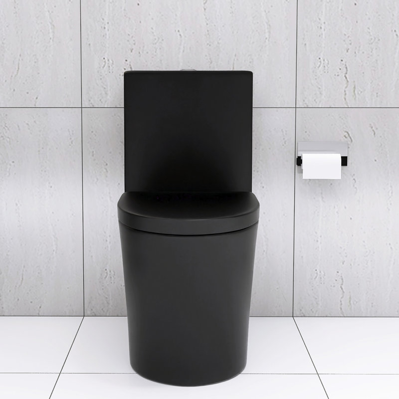 Matte Black Toilet With Powerful Dual Flush, 1.1 & 1.6 , Skirted Design For Easy Cleaning 1.1/1.6 Modern Bathroom Decor