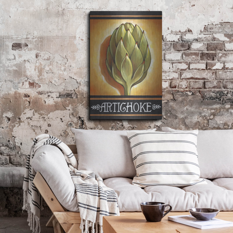 Bungalow Rose «Market Sign Artichoke» par Cathy Horvath-Buchanan, art mural en métal, H 36 po x l 24 po