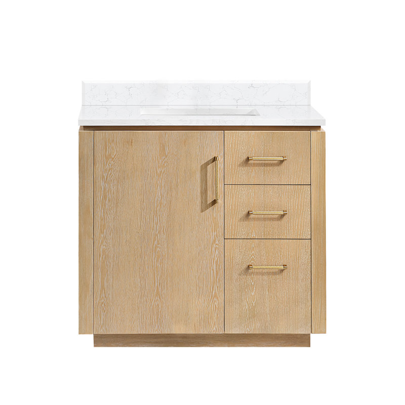 Meuble-lavabo simple 36 po Cloverfield, Or, Gris cendré délavé