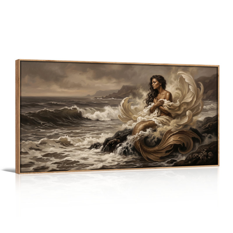 Ensemble de 1 toile murale Sirène mythique, L 40 po x H 20 po, Naturel