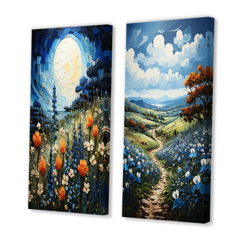 Blue Bonnets Texan Blues - ensemble de 2 reproductions, Toile tendue, H 20 po x l 24 po