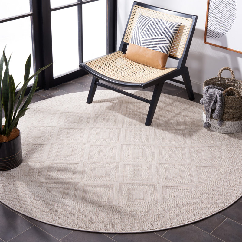 Tapis beige / ivoire Asabi 106, Rond 6 pi 7 po