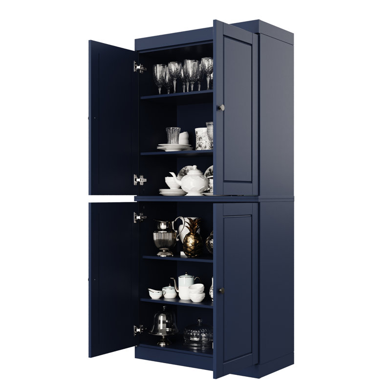 Bryani 100% Solid Wood Tall Kitchen Pantry Cabinet with Doors, Adjustable Shelves, Modular Kitchen Storage Cabinet, 32" W x 71.5" H