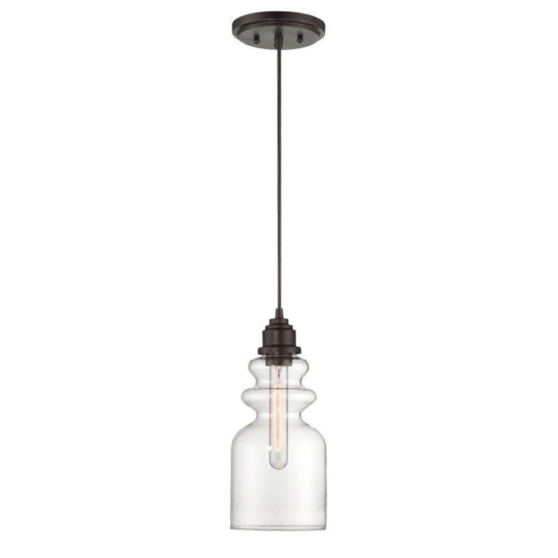 Luminaire suspendu cylindrique à 1 lumière Cicely, Bronze huilé