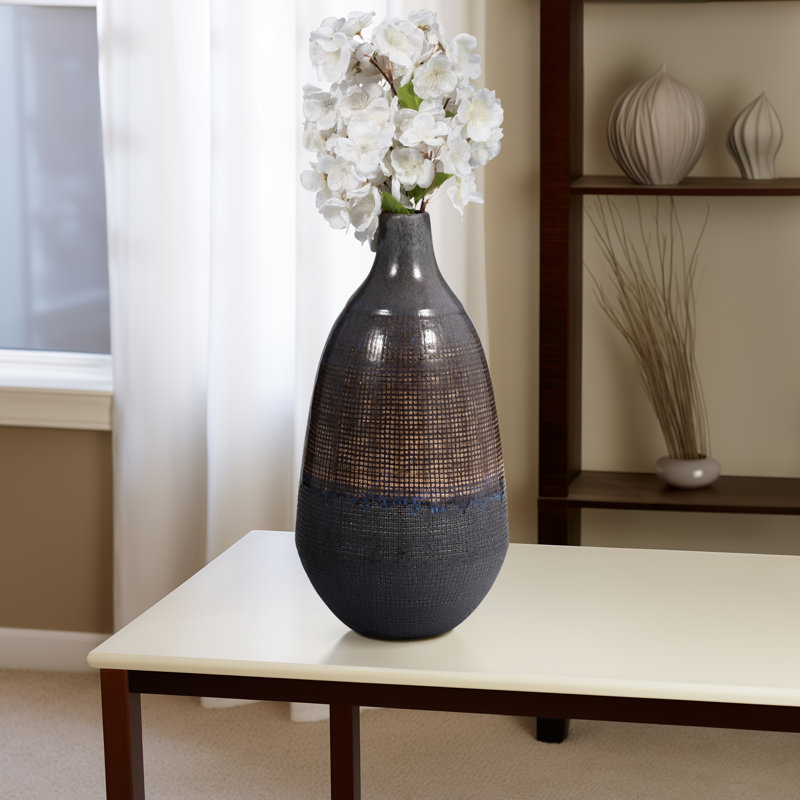 Neader Ceramic Vase - Stoneware, Novelty, Textured Gradient, 18" H x 8" W x 8" D