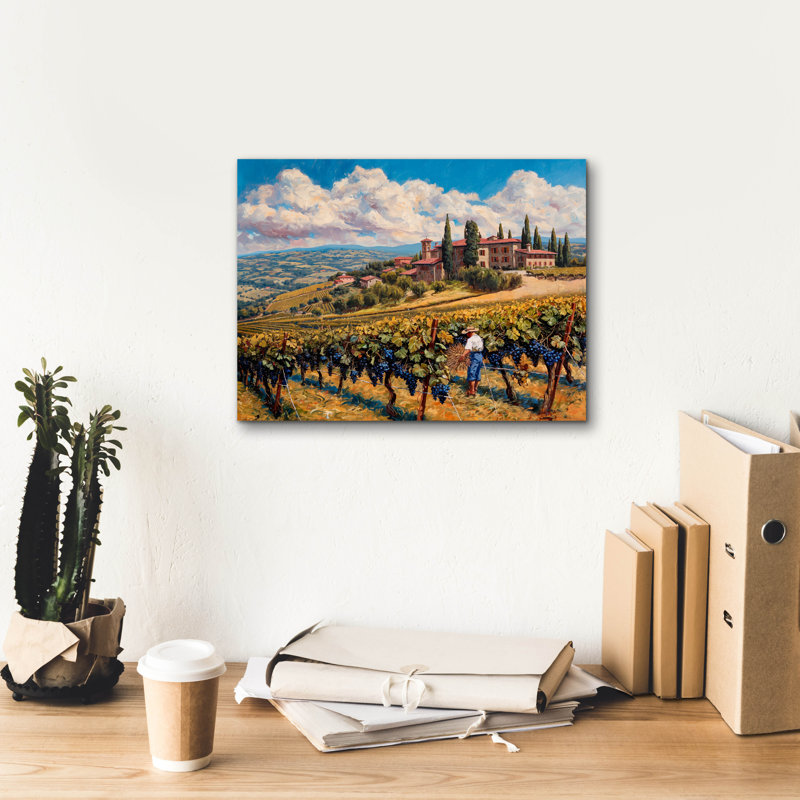  «Tuscan Vineyard Harvest» par Doron David, art mural sur toile, 16 po x 12 po, H 12 po x l 16 po
