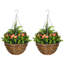 Set of two artificial hanging lisianthus flower pots