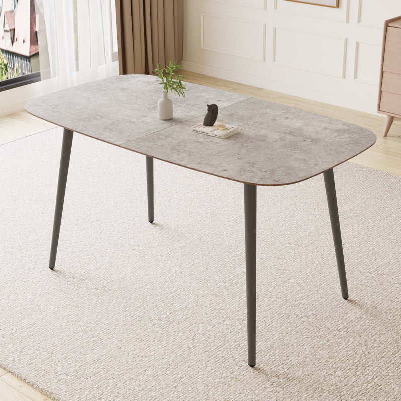 Rectangular Table, Modern Dining Kitchen Table, Gray/Gray, 29.9" H x 55.1" L x 31.5" W