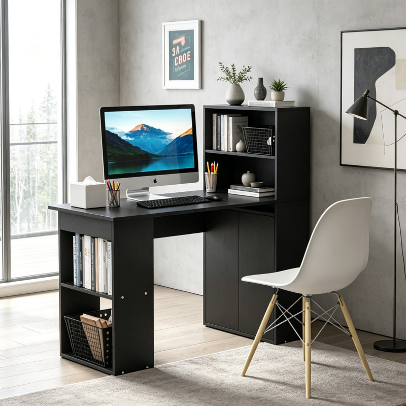 Particle Board / Chipboard Computer Desk, Black