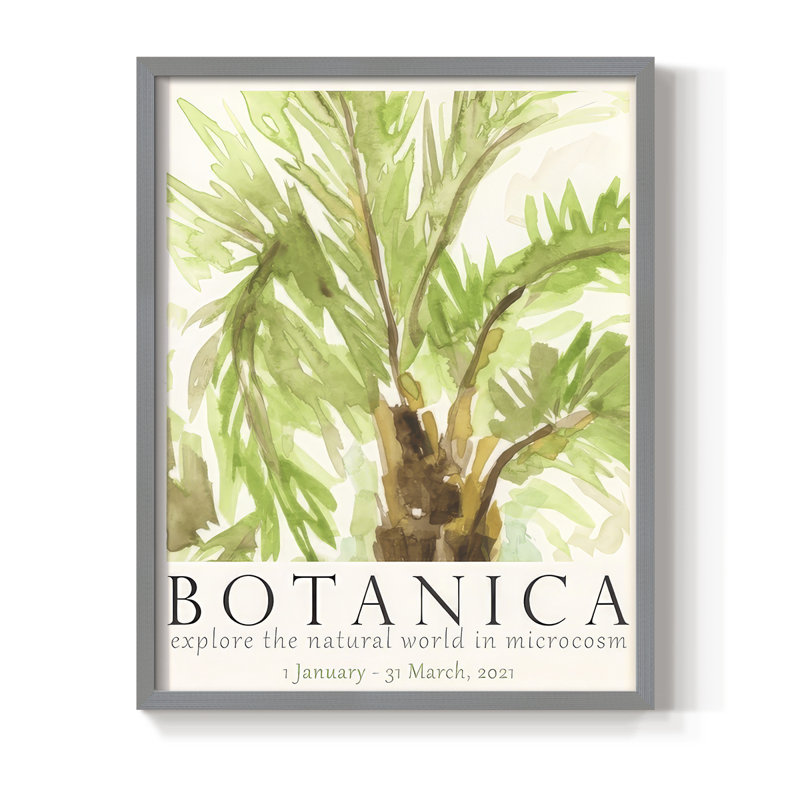 Affiche botanique d'exposition II de Botanica, bois massif, Gris, H 11 po x l 9 po
