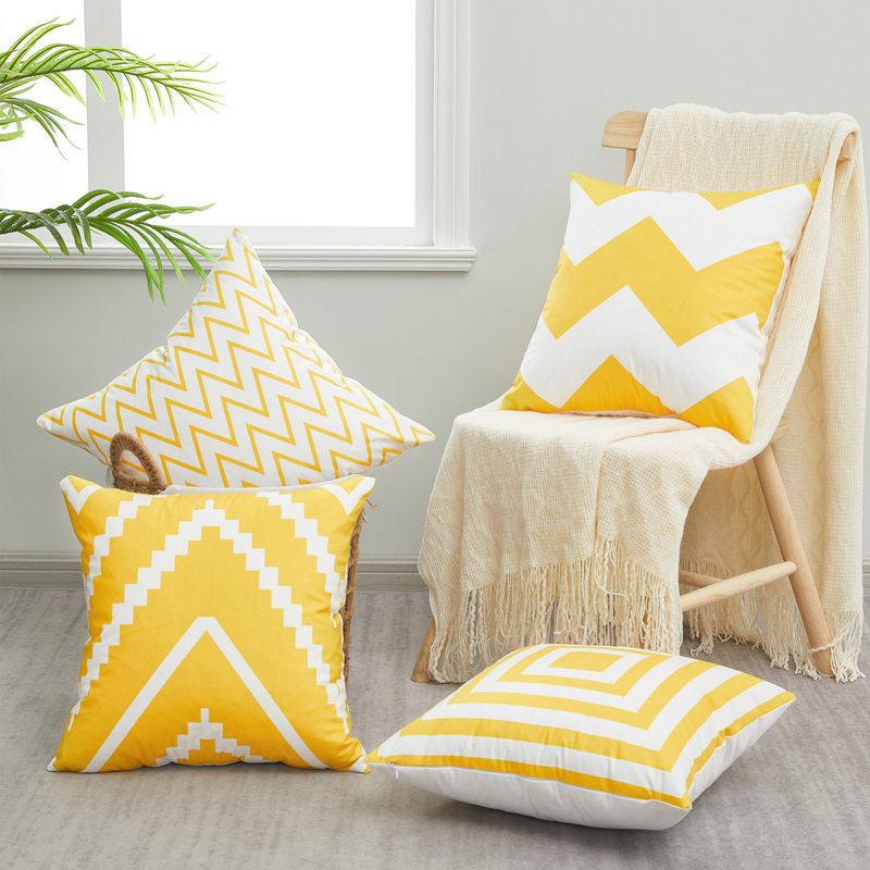 Housse de coussin Lendsey, Jaune / blanc