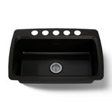Cape Dory® 33" L x 22" W x 9-5/8" Under-Mount Single-Bowl Kitchen Sink with 5 Oversize Faucet Holes