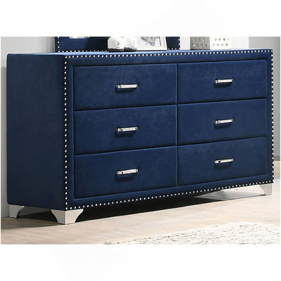 Kennedy Pacific Blue 6-Drawer Upholstered Dresser