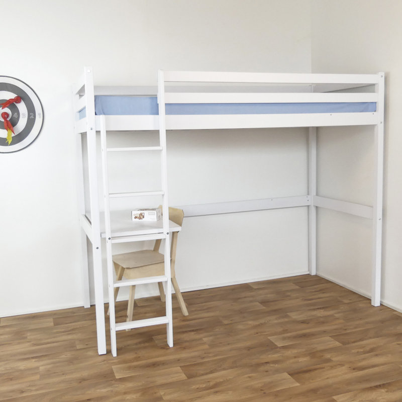 Engelhardt Loft Bed with Desk, White, 80 x 180cm