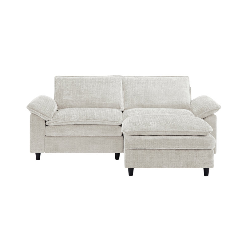 Causeuse avec repose-pieds Clidy, Chenille beige