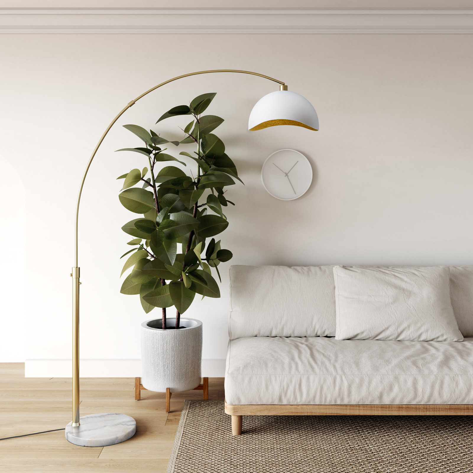 Luna Bella 92" Floor Lamp, White/Gold