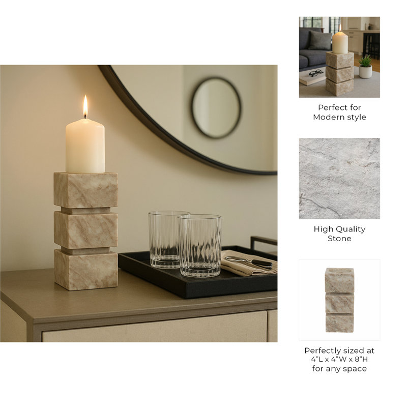 Pillar Candle Holder, 8" H x 4" W x 4" D