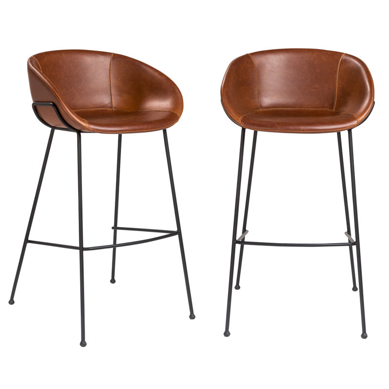 Ardea Counter & Bar Stool, Dark Brown Faux Leather, Bar Stool (29.93" Seat Height)
