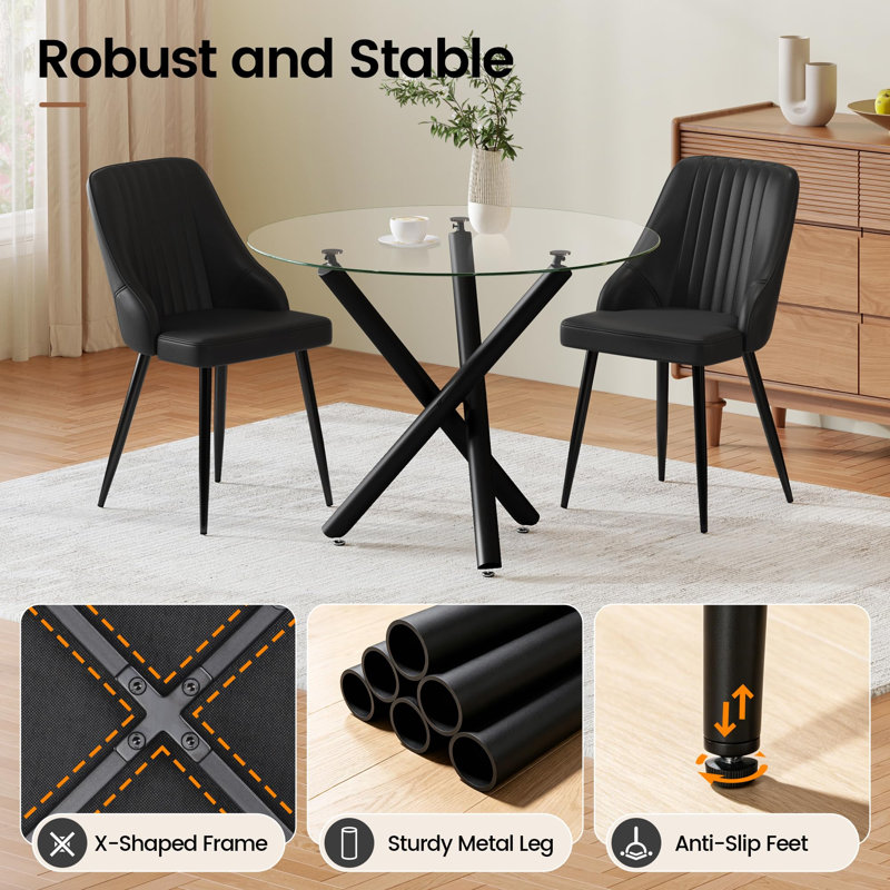 6 -Person Dining Set, Brown, Black
