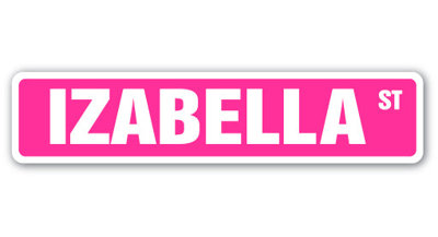 Izabella Street Sign Heavy Duty Plastic 4" X 18"