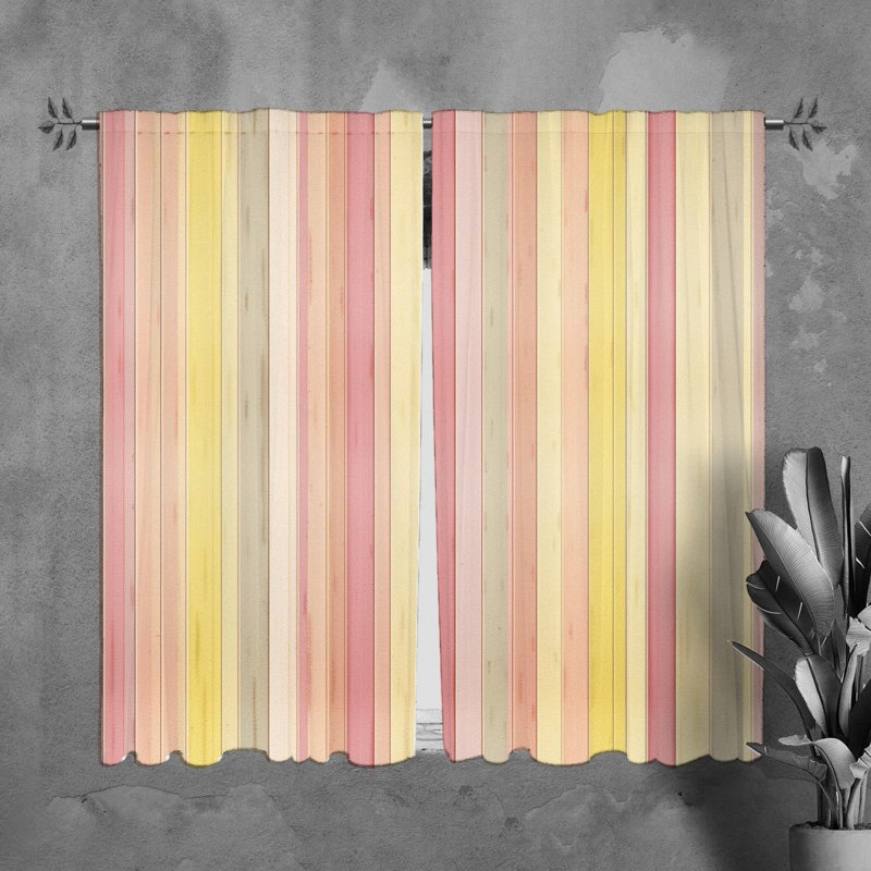 Tanica Room Darkening Curtain Pair, 40" W x 61" L, Pink/Yellow